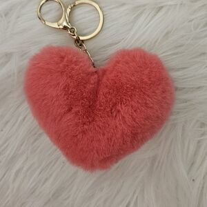 Fluffy Heart Keychain